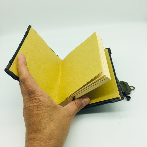 Handmade Leather Journal w/Lion and Brass Latch RARE Medieval Renaissance Design - Picture 8 of 9